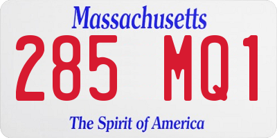 MA license plate 285MQ1