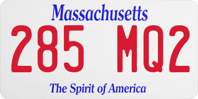 MA license plate 285MQ2
