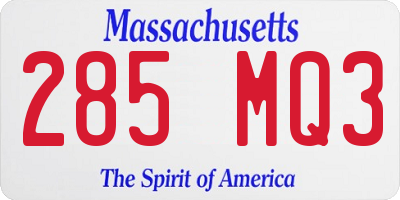 MA license plate 285MQ3
