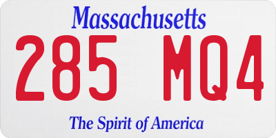 MA license plate 285MQ4
