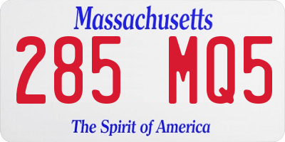 MA license plate 285MQ5