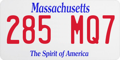 MA license plate 285MQ7