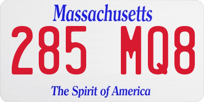 MA license plate 285MQ8