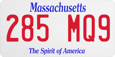 MA license plate 285MQ9