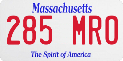 MA license plate 285MR0