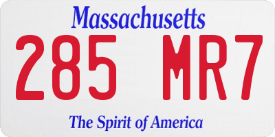 MA license plate 285MR7