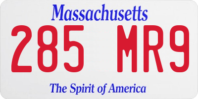 MA license plate 285MR9