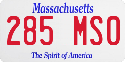 MA license plate 285MS0