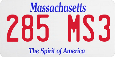 MA license plate 285MS3