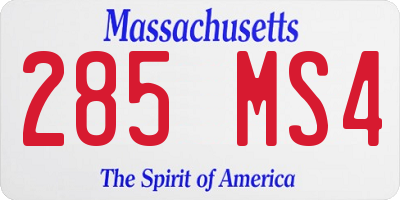 MA license plate 285MS4