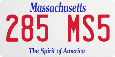 MA license plate 285MS5