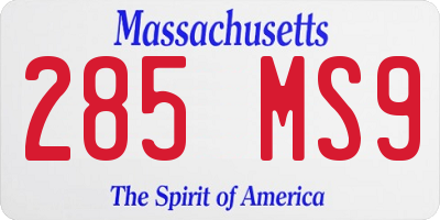 MA license plate 285MS9