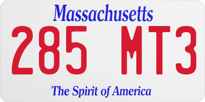 MA license plate 285MT3