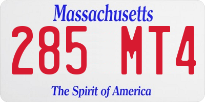 MA license plate 285MT4