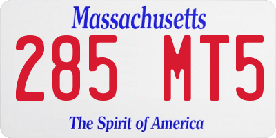 MA license plate 285MT5