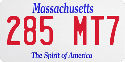 MA license plate 285MT7