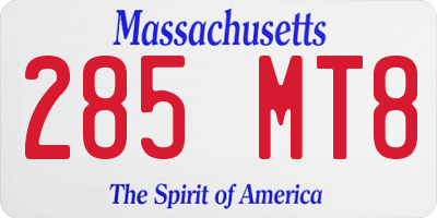 MA license plate 285MT8