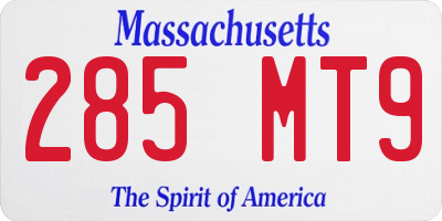 MA license plate 285MT9