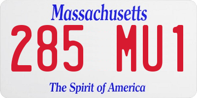MA license plate 285MU1