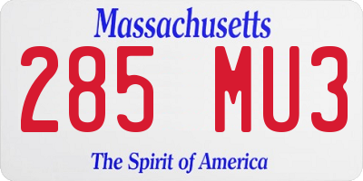 MA license plate 285MU3