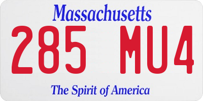 MA license plate 285MU4