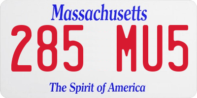 MA license plate 285MU5