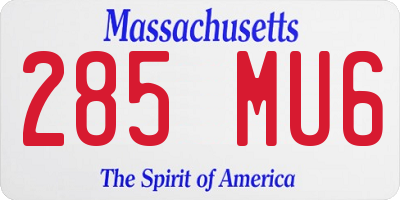 MA license plate 285MU6