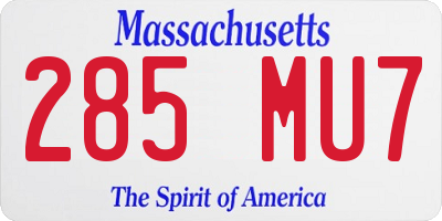 MA license plate 285MU7
