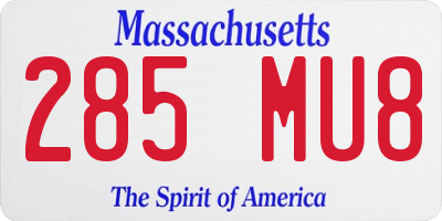 MA license plate 285MU8
