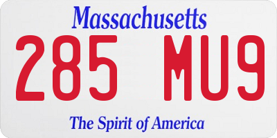 MA license plate 285MU9