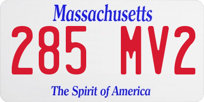 MA license plate 285MV2