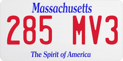 MA license plate 285MV3