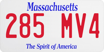 MA license plate 285MV4