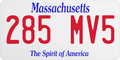 MA license plate 285MV5