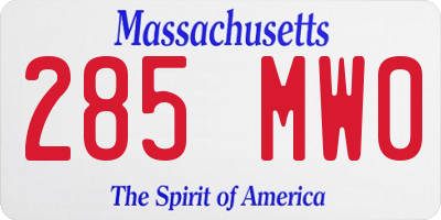 MA license plate 285MW0