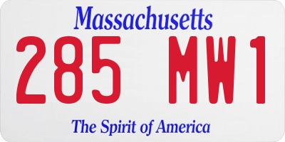 MA license plate 285MW1