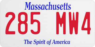 MA license plate 285MW4