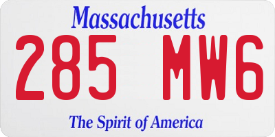 MA license plate 285MW6
