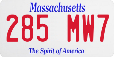MA license plate 285MW7