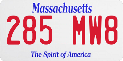 MA license plate 285MW8
