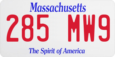 MA license plate 285MW9