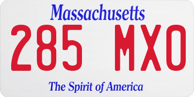 MA license plate 285MX0
