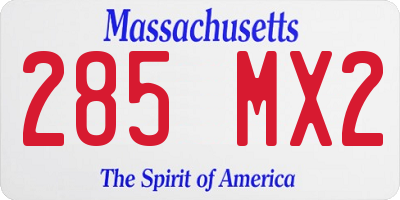MA license plate 285MX2