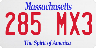 MA license plate 285MX3