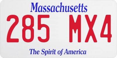 MA license plate 285MX4