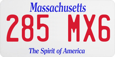 MA license plate 285MX6