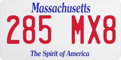 MA license plate 285MX8
