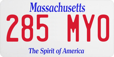 MA license plate 285MY0