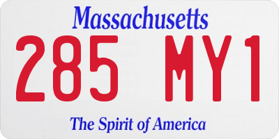 MA license plate 285MY1