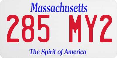 MA license plate 285MY2